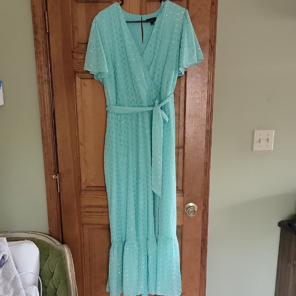 Elegant Aqua Wrap Dress